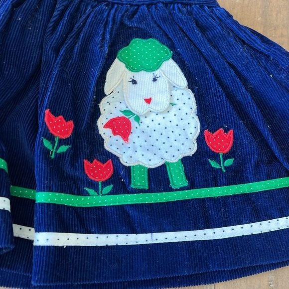 Vintage corduroy sheep appliqué pinafore - Picture 2 of 5